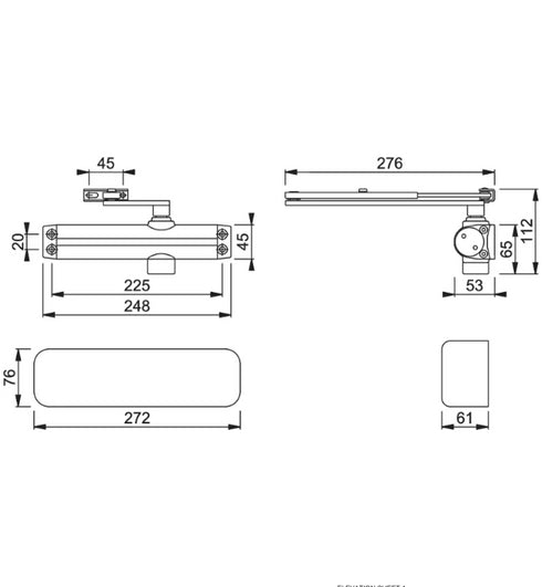 Manhattan Grey surface-mounted Arrone AR3500 door closer for timber and steel doors